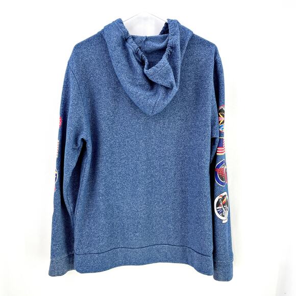 NASA Worm Callout Logo Patches Aldrin Hoodie Sweatshirt Front Pocket MED Space - Picture 2 of 5